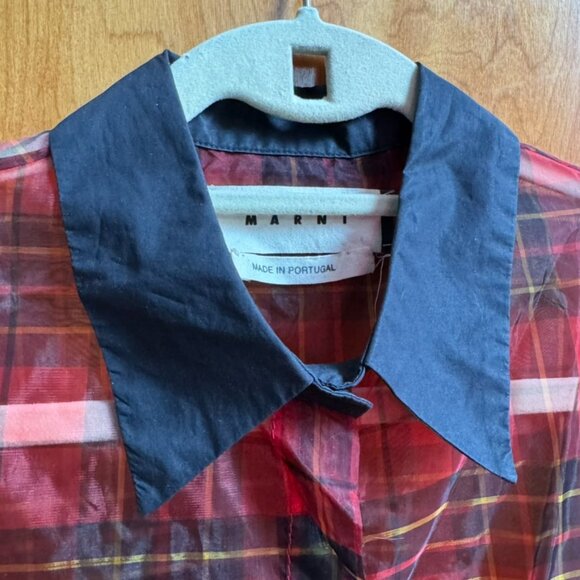 Marni Shear Plaid Short Sleeve Button Down (size 40) - Picture 5 of 10